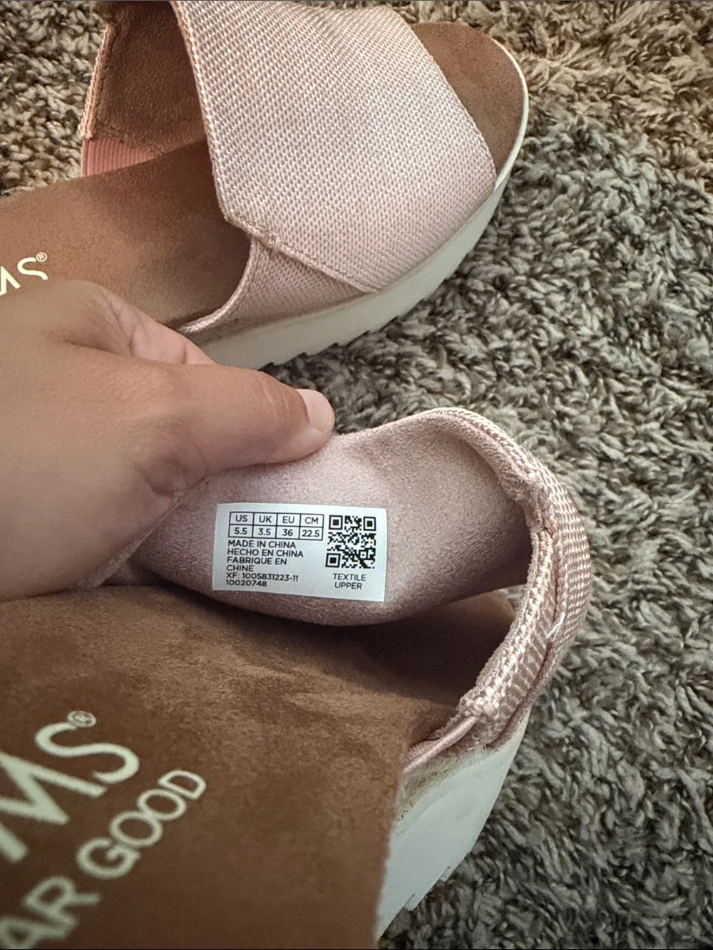 TOMS Pink Espadrille Platform Slide
